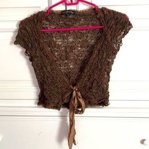 Ann Ferriday Lace top with satin tie front.